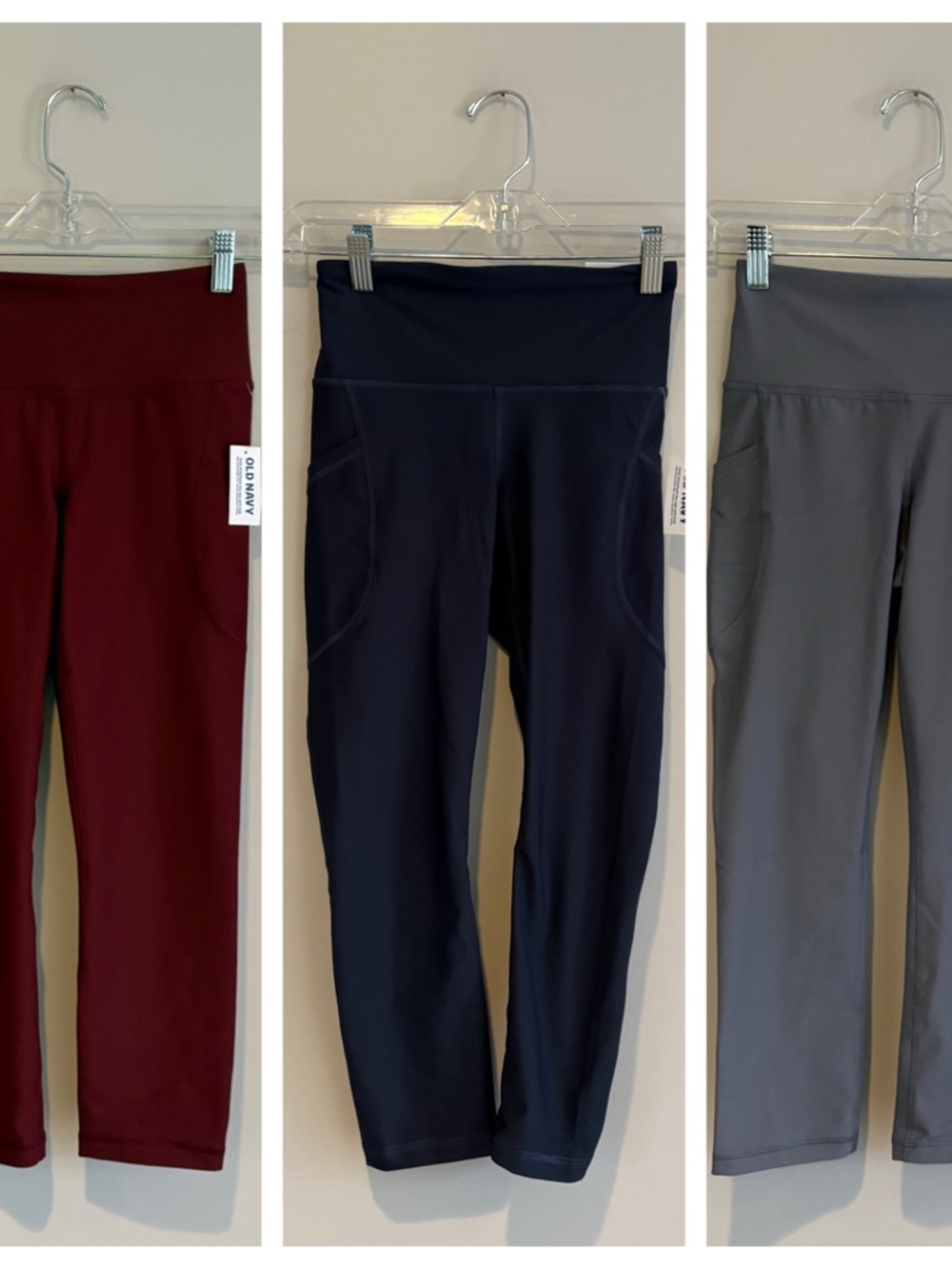 3 Pairs NWT Old Navy Active PowerSoft High-Rise Go-Dry Leggings with Pockets